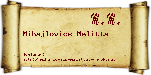 Mihajlovics Melitta névjegykártya